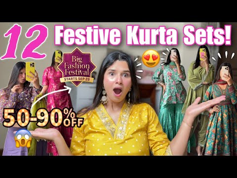 HUGE MYNTRA BFF SALE HAUL!😍✨50-90% OFF😱12 Festive Kurta Sets Try On Haul // Rupal Yadav