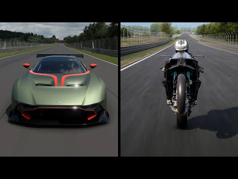 HYPERCAR VS HYPERBIKE in  Nürburgring Nordschleife | RIDE 4 VS GRAN TURISMO 7 | FULL LAP COMPARISON