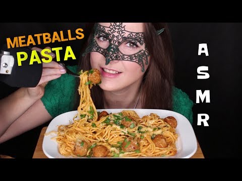 АСМР СПАГЕТТИ с ФРИКАДЕЛЬКАМИ *РЕЦЕПТ и ЗВУКИ ЕДЫ*/ASMR Mukbang MEATBALLS PASTA *COOKING&EATING*