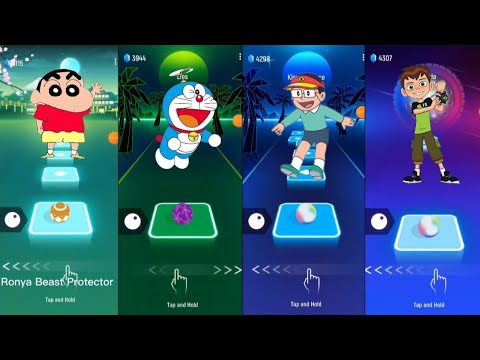 Shinchan VS Doraemon VS Ben 10 Hindi Theme Songs VS Kiteretsu - Tiles Hop EDM Rush