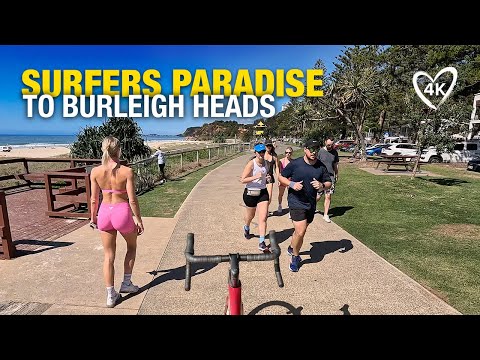 4K Bike Surfers Paradise to Burleigh Heads, Gold Coast Australia - Mid Winter