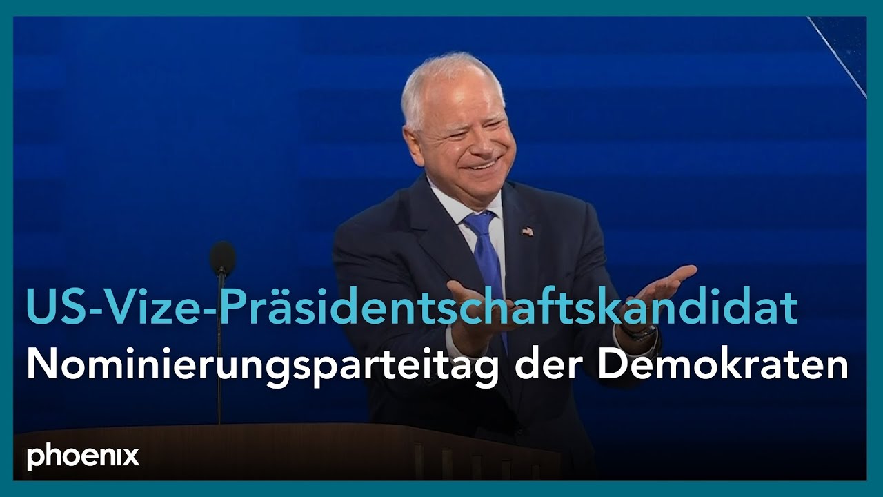 Tim Walz beim Parteitag der US-Demokraten