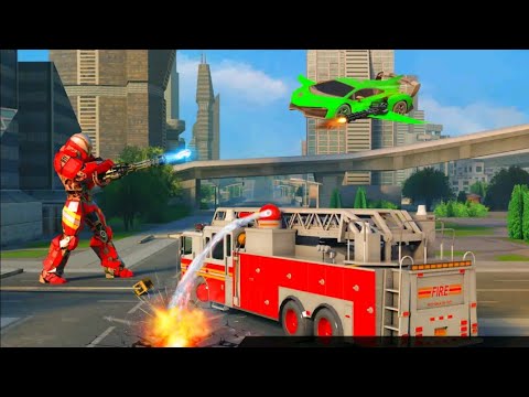 Flying Firefighter Truck Transform Robot | Robot Games
