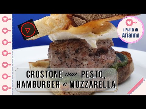 Crostone con Pesto, Hamburger e Mozzarella - #shorts