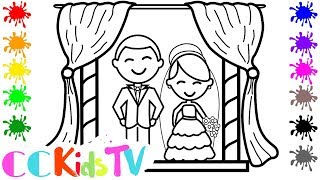 Wedding Coloring Page & Dressing Table Colouring Page - Coloring Pages For Girls - Bride And Groom