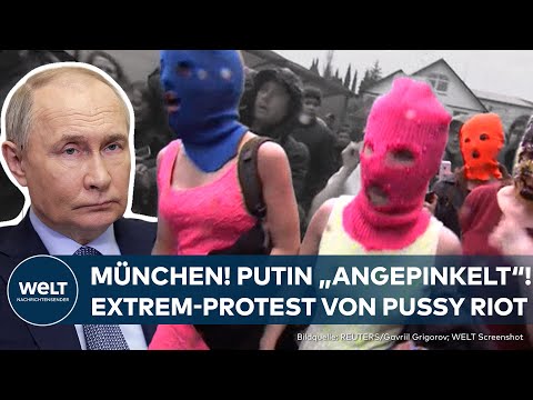 AUF PUTIN PINKELN: Provokant! "Pussy Riot" macht in München Schlagzeilen | Ukraine-Krieg verurteilt