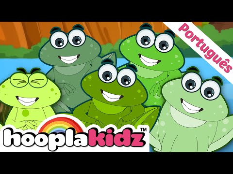 🐸 Cinco Pequenos Sapos - Música Infantil 🐸 @HooplaKidzBrasil 5 Little FROGS