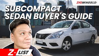 Z-List Ep. 6 | Subcompact Sedan Buyer's Guide (ALL of them!)