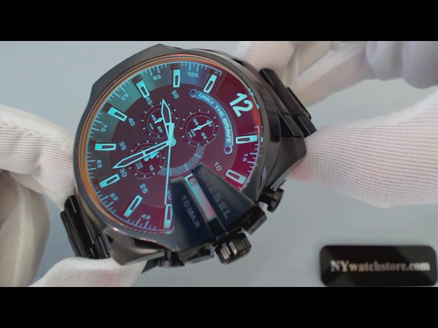 Vídeo relacionado con Diesel Reloj Mega Chief para Hombre, Movimiento cronógrafo con correa de acero inoxidable, Carbón, 51 mm
