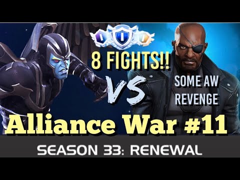MCOC - Alliance War - Season 33 - War #11 - 8 FIGHTS!! - Archangel VS Nick Fury (Node 24)