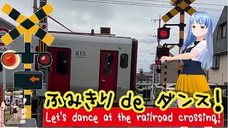 踏切動画 【踏切ダンス】住宅街の中にある警報音が小さい踏切でダンス《縦動画＃7 》[Let's dance to the rhythm of the railroad crossing]