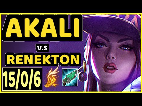 BROKEN BLADE (AKALI) vs RENEKTON - 15/0/6 KDA TOP GAMEPLAY - EUW Ranked DIAMOND