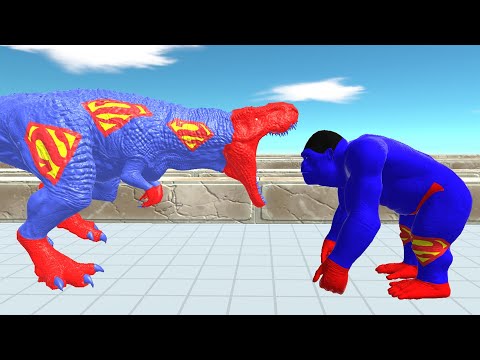 SUPERMAN T-REX vs SUPERMAN GORO DEATH RUN - Animal Revolt Battle Simulator