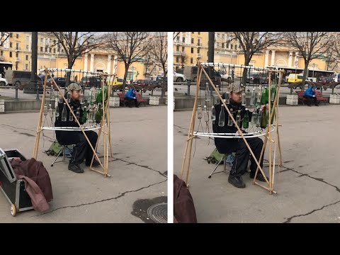 Talented Busker Plays Classical Music Using Bottles