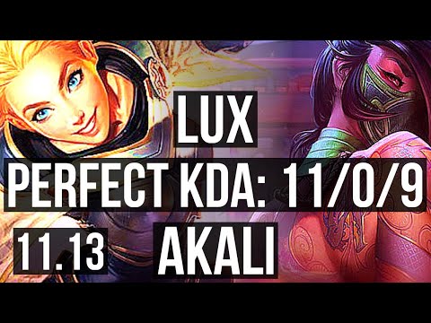 LUX vs AKALI (MID) | 11/0/9, 1.8M mastery, Legendary, 900+ games | EUW Diamond | v11.13