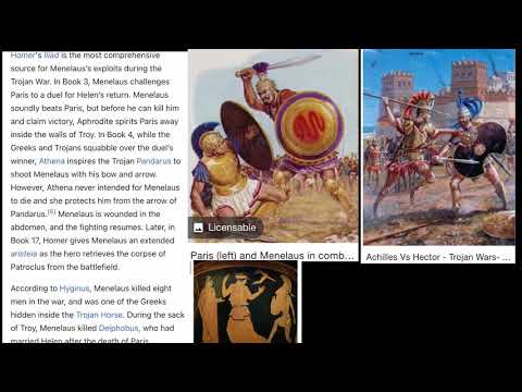 Menelaus vs Paris and Achilles vs hector duels over love and vengeance the Trojan war