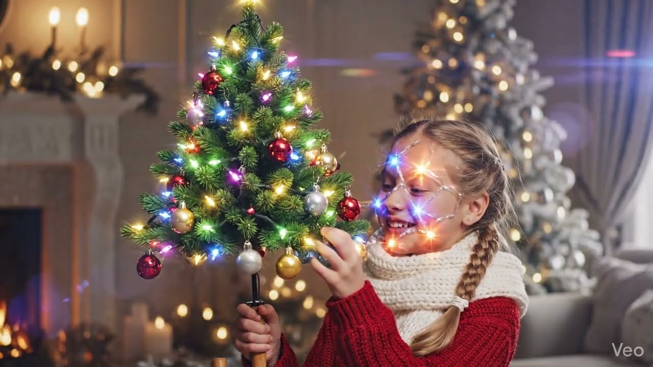 The magical AI transformation of an umbrella into a decorated Christmas tree.