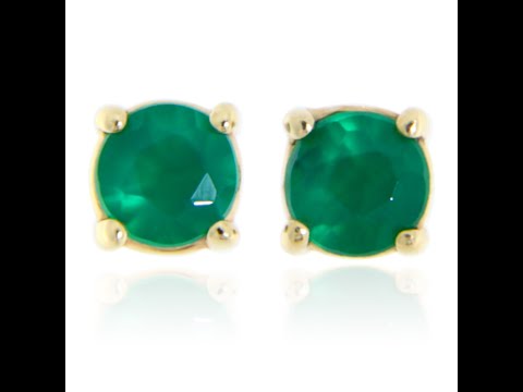 Cercei Stud Surub Aur 14k Onix Verde Natural - Rafinament Pur