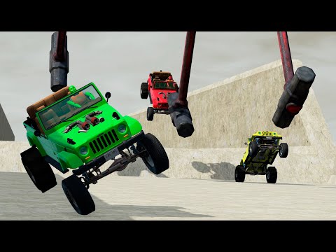 High Speed Obstacle Course Jumps - BeamNG.DRIVE | CRASHTherapy