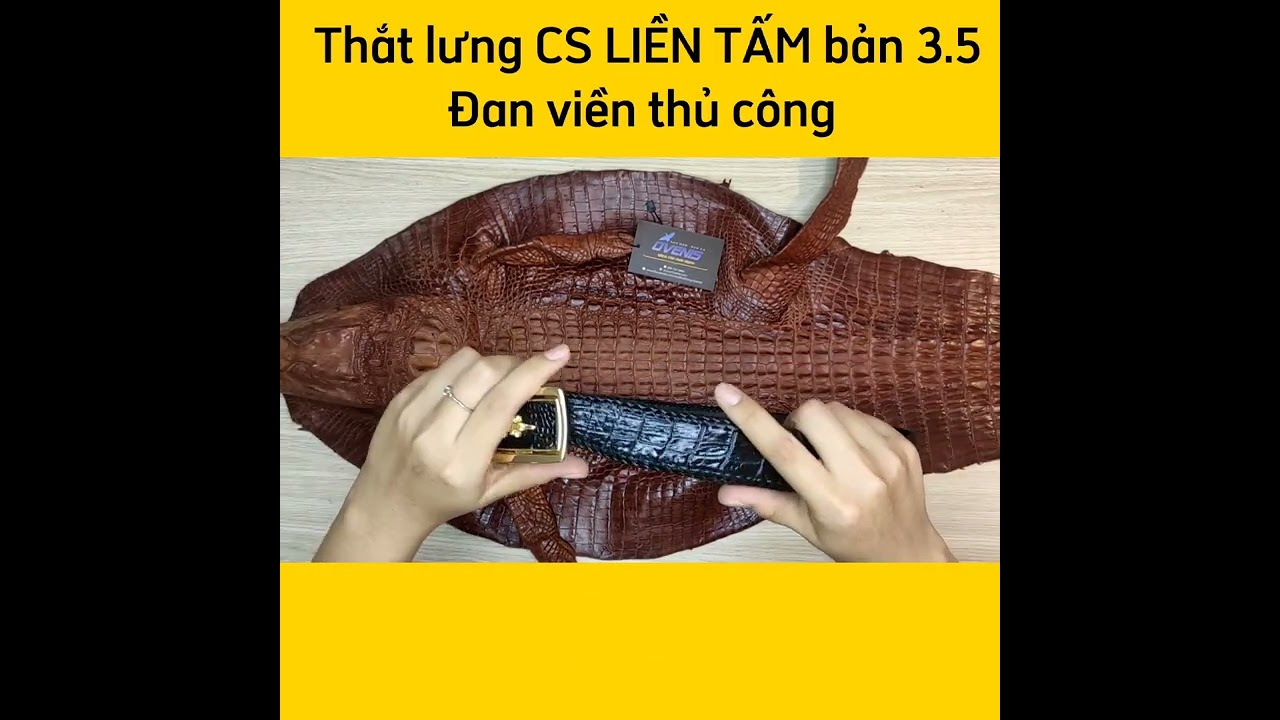 Thắt lưng cá sấu Gai liền Đan viền thủ công ĐẸP CHẤT N33D_B (mặt bạc)