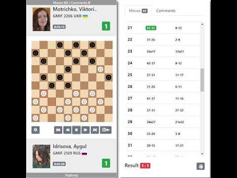 11.06.2019. Idrisova Aygul - Motrichko Viktoriya. 44th World Women's Championship. Day 1. Round 1