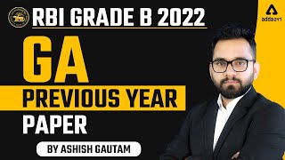 RBI GRADE B Previous Year Question Papers | General Awareness | GA by Ashish Gautam