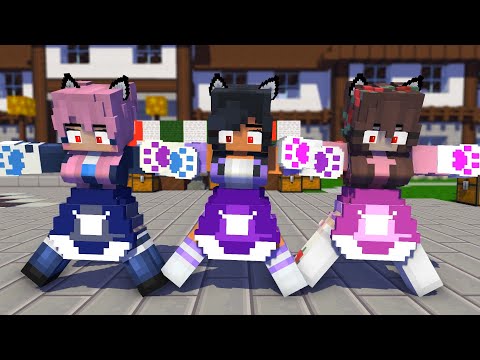 FIRST MEET YAY! ARIGATO PAW CHALLENGE APHMAU, HANNAHXXROSE, LDSHADOWLADY - MINECRAFT ANIMATION