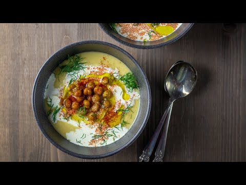 Vegan Cauliflower Soup with Spicy Chickpeas