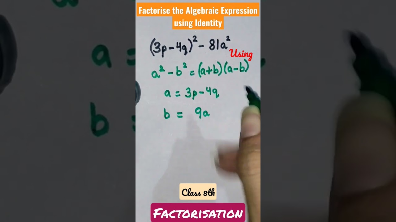 Factorise the algebraic expressions using Identities|Factorisation|Class 8th|Maths