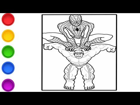 Spiderman on the Top of Hulk Coloring Pages