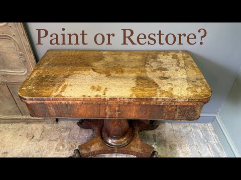 Find out whether I chose to paint or restore this antique card table ￼
