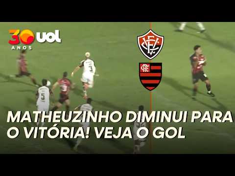 VITÓRIA DIMINUI CONTRA FLAMENGO! APÓS BOA JOGADA DE KAYZER, MATHEUZINHO FICA COM A SOBRA E FAZ O GOL
