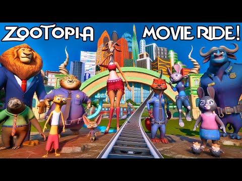 ZOOTOPIA! Movie Ride & Roller Coaster! The Race to Gazelle’s Concert (POV) [CC]