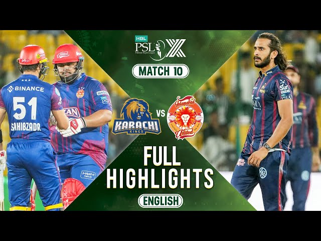 Full Highlights | Karachi Kings vs Islamabad United | 𝐄𝐍𝐆𝐋𝐈𝐒𝐇 | Match 10 | HBL PSL X | M2M1A