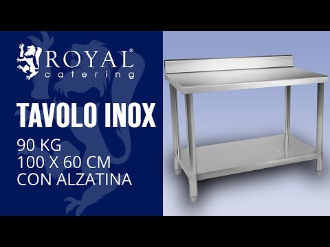 Video - Tavolo inox - 100 x 60 cm - 90 kg - Con alzatina