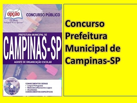 Apostila Concurso Prefeitura Municipal de Campinas SP AGENTE DE ORGANIZAÇÃO ESCOLAR
