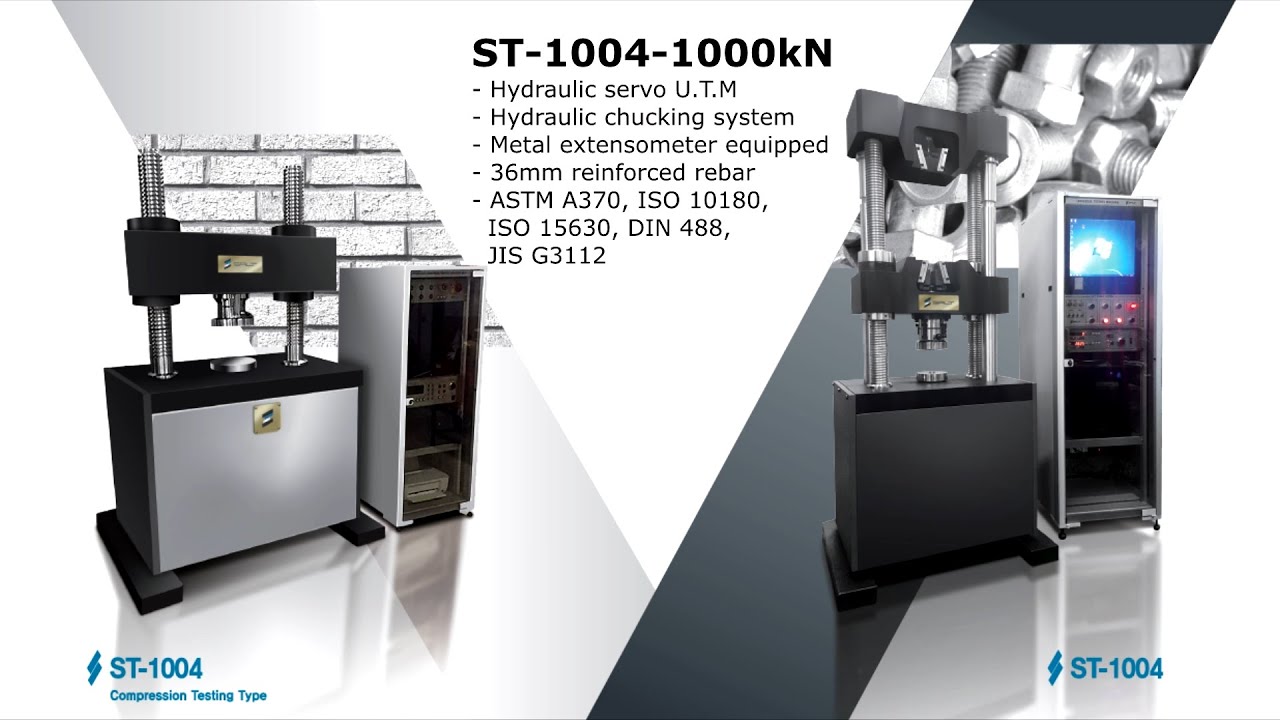 ST-1004-1000kN 철근 인장시험 영상 / 신율계 장착 타입 / ASTM A370, ISO 10180, ISO 15630, DIN 488, JIS G3