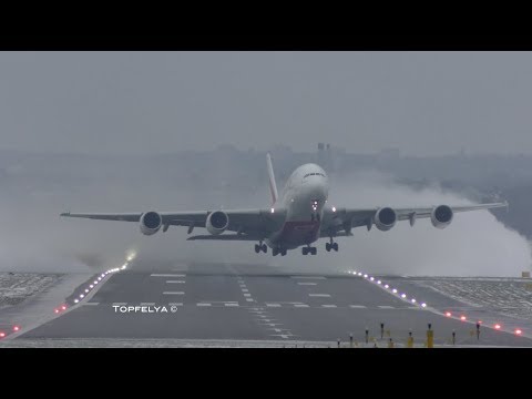 Airbus A380 Best ever Takeoff captured on camera Spectacular crosswind departure