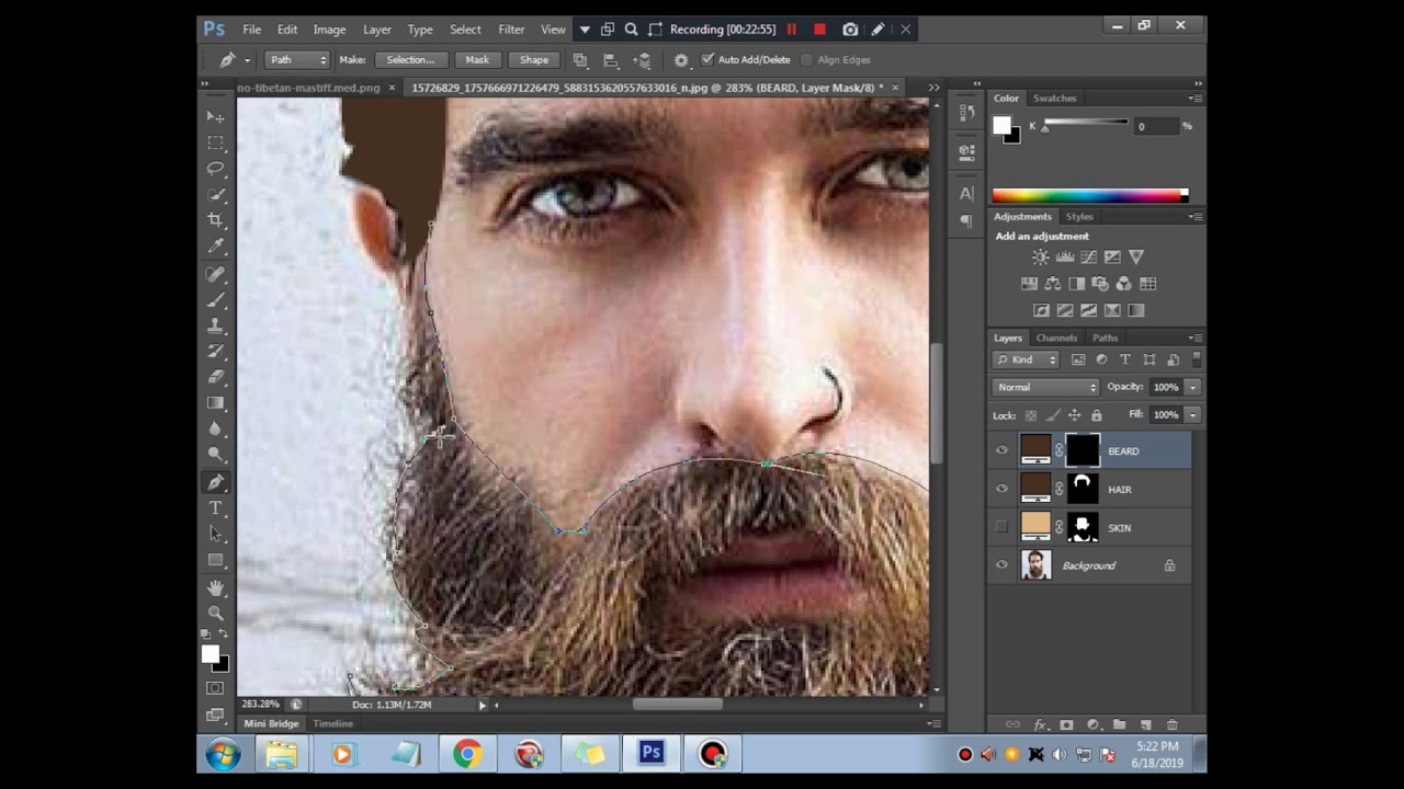 Tracing Bearded man face | Vector