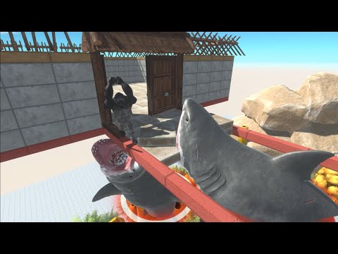 MEGALODON Deadly Attack Units On Bridge - Animal Revolt Battle Simulator