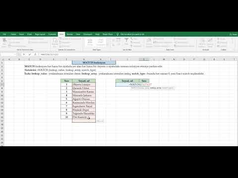 MATCH function in Excel - MATCH funksiyası