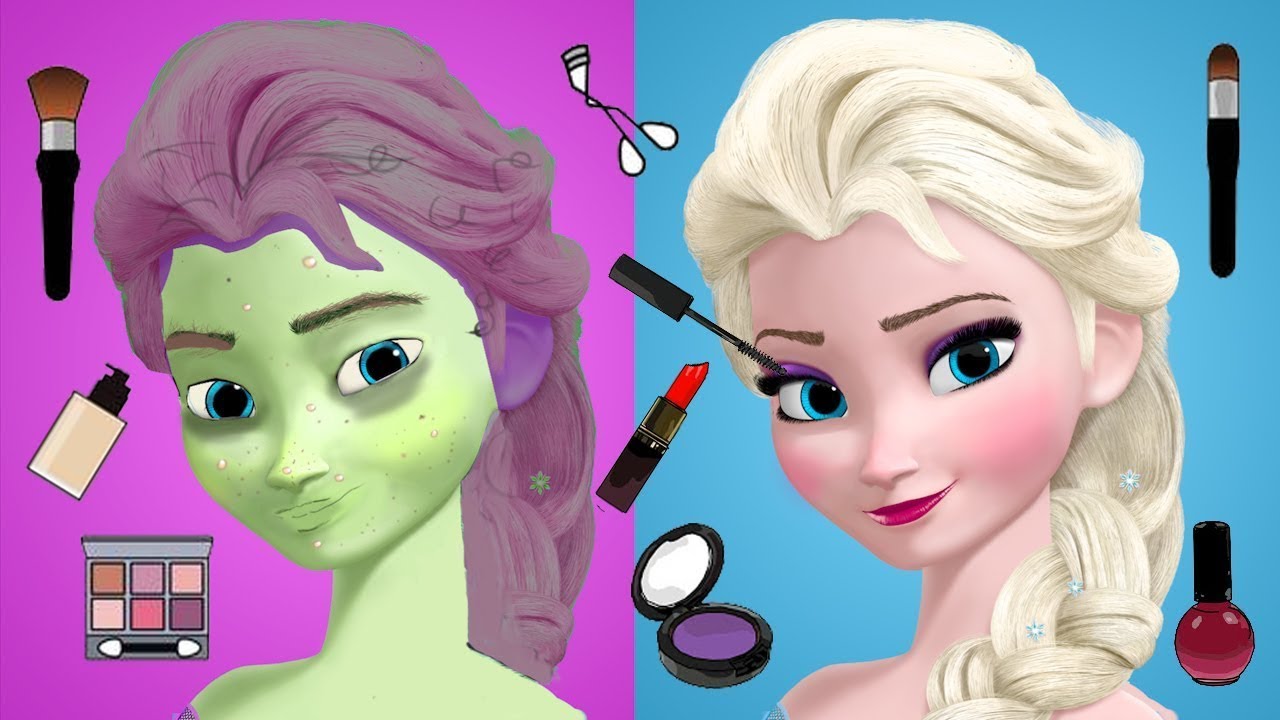 Maquiller REINE DES NEIGES ELSA  Maquillage Beauté elsa vert sorcière meilleurs jeux jouets
