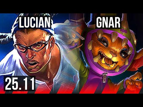 LUCIAN vs GNAR (TOP) | 7 solo kills | KR Master | 25.11