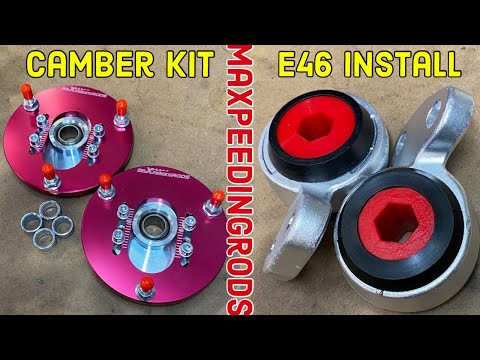 E46 Maxpeedingrod camber kit install - coilover top hat + polyurethane control arm bushing upgrade