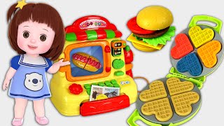 Baby Doli and hot dog truck shop waffle cooking