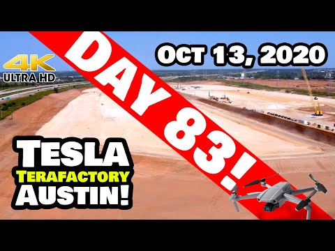 Tesla Gigafactory Austin 4K  Day 83 - 10/13/20 - Terafactory Texas - Construction Update - WOW!