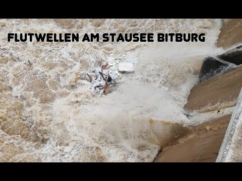 Gewaltiges Hochwasser am Stausee Bitburg/Eifel 2021
