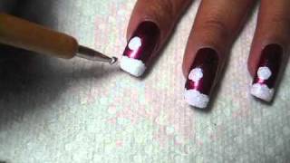 preview picture of video 'Santa Hats Christmas Nail Art Tutorial'
