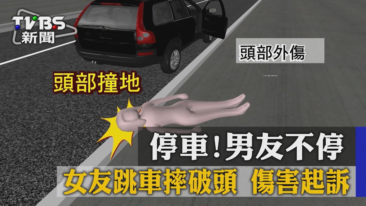 停車!男友不停女友跳車 摔破頭傷害起訴