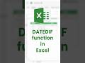 How To Calculate Age In Excel DATEDIF Function Calculate Age From Date Of Birth Shorts Excel